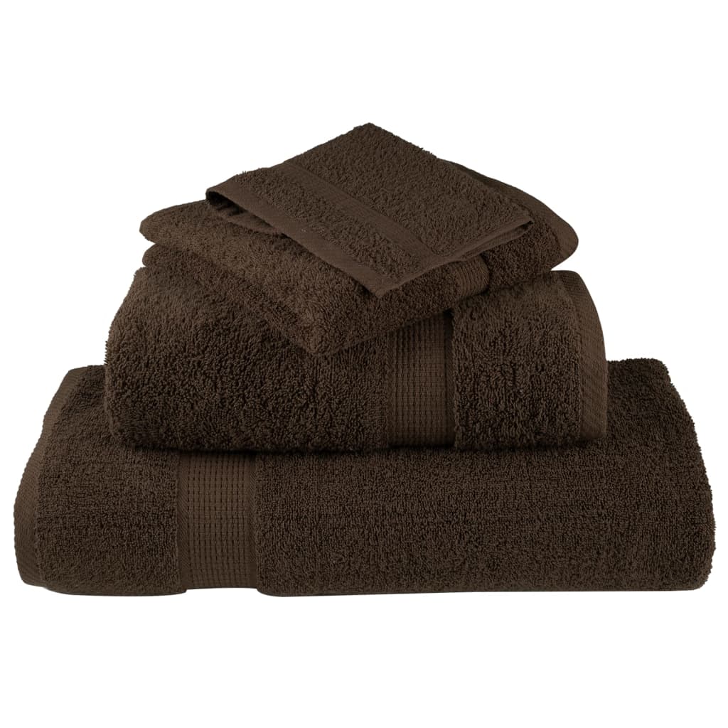 vidaXL Set de prosoape premium SOLUND, 12 piese, maro, 600 g/m² vidaXL Set de prosoape premium SOLUND, 12 piese, maro, 600 g/m²