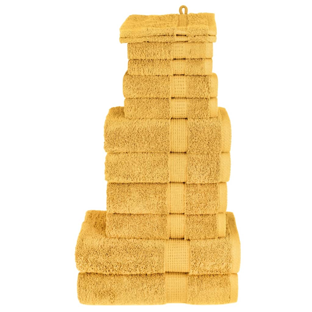 vidaXL Set de prosoape premium SOLUND, 12 piese, auriu, 600 g/m² vidaXL Set de prosoape premium SOLUND, 12 piese, auriu, 600 g/m²