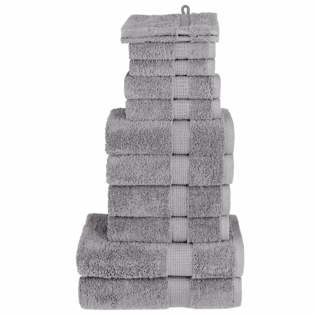 vidaXL Set de prosoape premium SOLUND, 12 piese, gri, 600 g/m² vidaXL Set de prosoape premium SOLUND, 12 piese, gri, 600 g/m²
