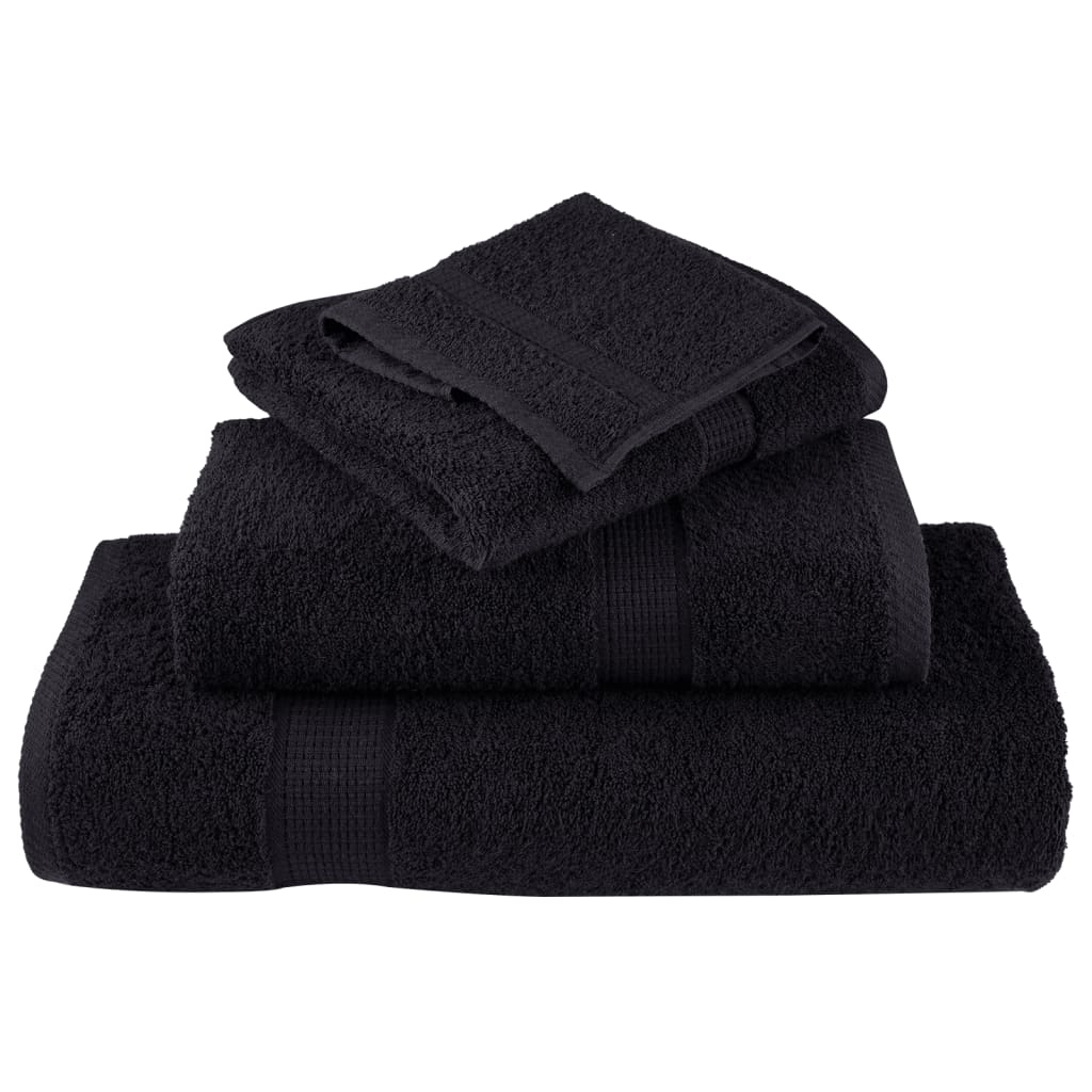 vidaXL Set de prosoape premium SOLUND, 12 piese, negru, 600 g/m² vidaXL Set de prosoape premium SOLUND, 12 piese, negru, 600 g/m²