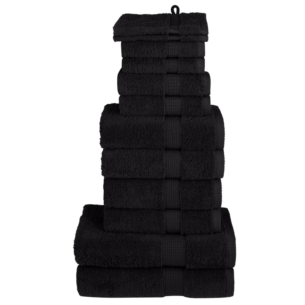 vidaXL Set de prosoape premium SOLUND, 12 piese, negru, 600 g/m² vidaXL Set de prosoape premium SOLUND, 12 piese, negru, 600 g/m²