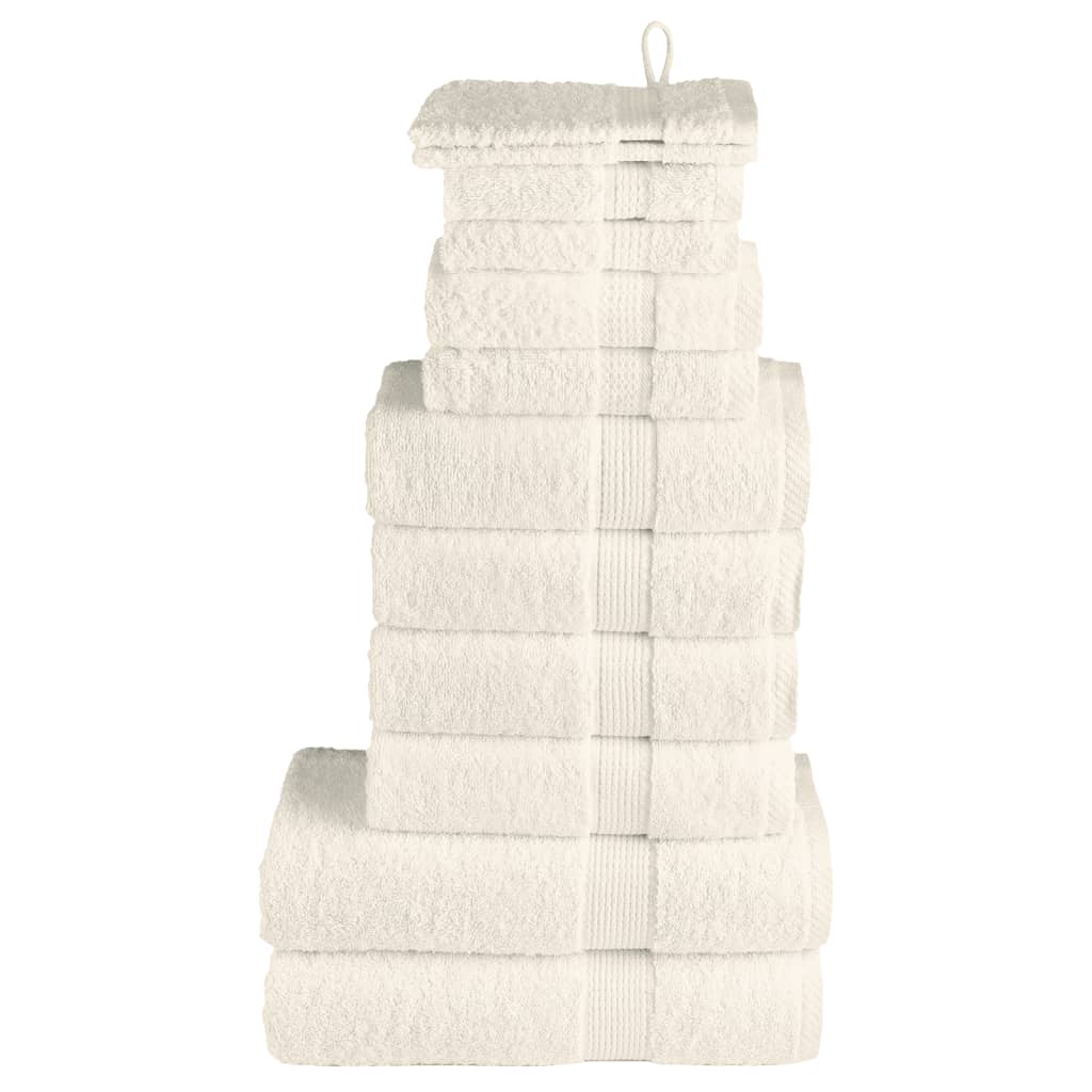 vidaXL Set de prosoape premium SOLUND, 12 piese, crem, 600 g/m² vidaXL Set de prosoape premium SOLUND, 12 piese, crem, 600 g/m²