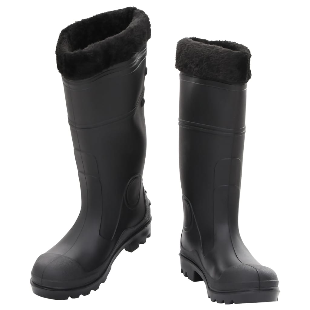 vidaXL Cizme de ploaie cu șosete detașabile, negru, mărime 38, PVC vidaXL Cizme de ploaie cu șosete detașabile, negru, mărime 38, PVC