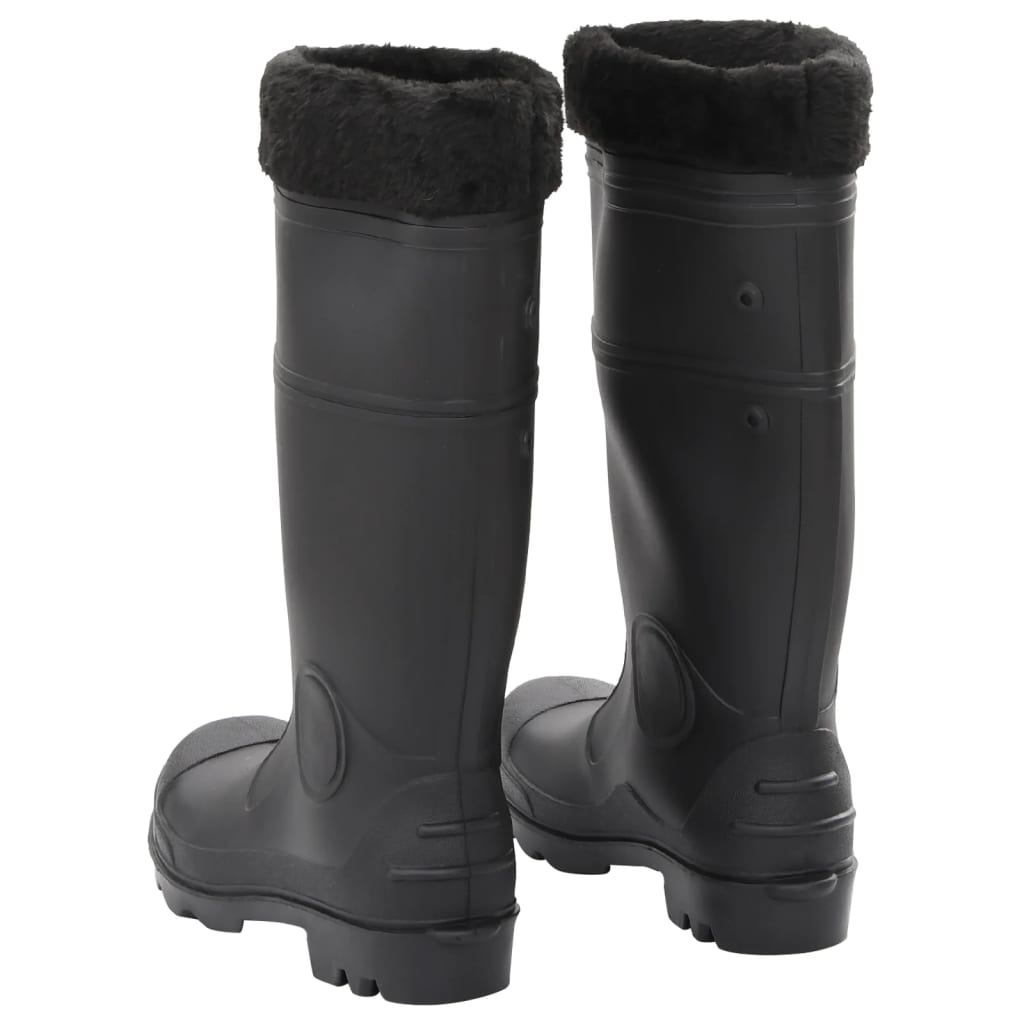 vidaXL Cizme de ploaie cu șosete detașabile, negru, mărime 38, PVC vidaXL Cizme de ploaie cu șosete detașabile, negru, mărime 38, PVC