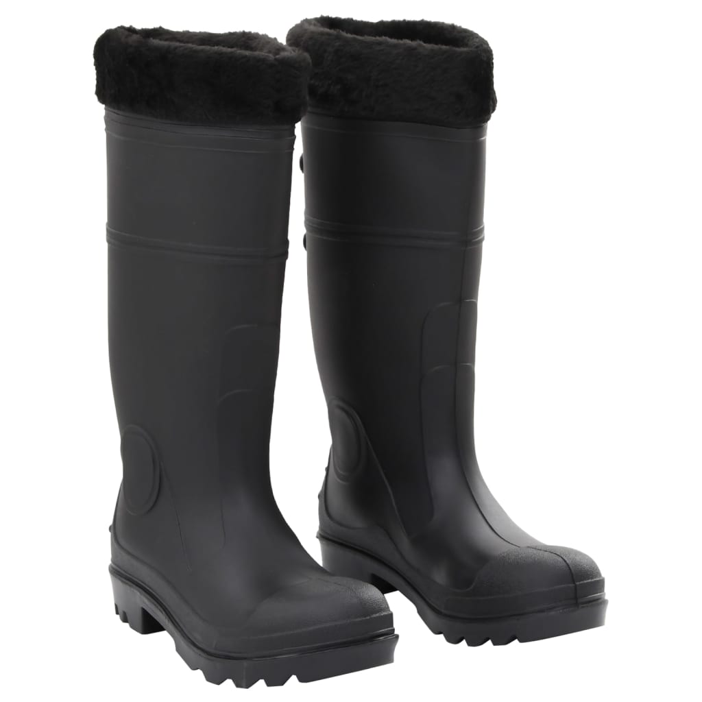 vidaXL Cizme de ploaie cu șosete detașabile, negru, mărime 38, PVC vidaXL Cizme de ploaie cu șosete detașabile, negru, mărime 38, PVC