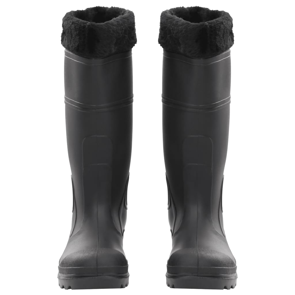 vidaXL Cizme de ploaie cu șosete detașabile, negru, mărime 39, PVC vidaXL Cizme de ploaie cu șosete detașabile, negru, mărime 39, PVC
