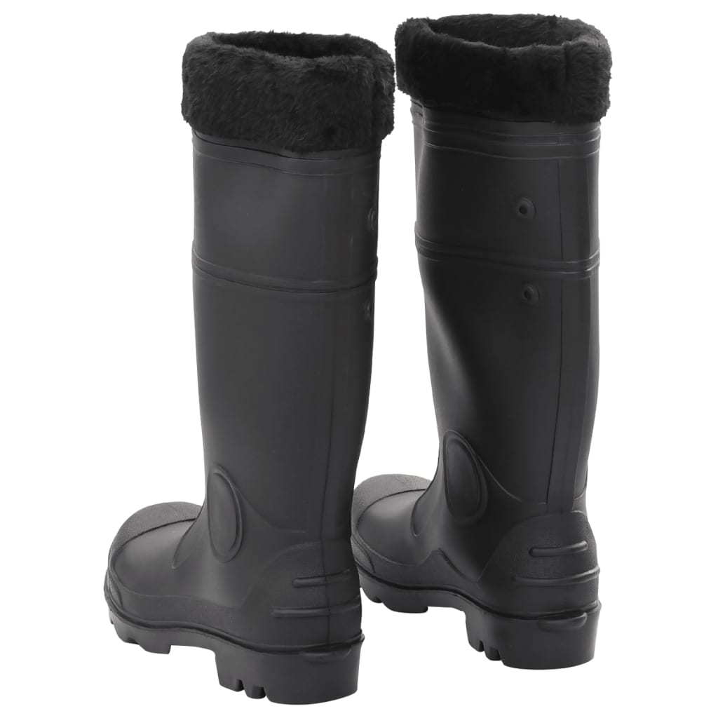 vidaXL Cizme de ploaie cu șosete detașabile, negru, mărime 39, PVC vidaXL Cizme de ploaie cu șosete detașabile, negru, mărime 39, PVC