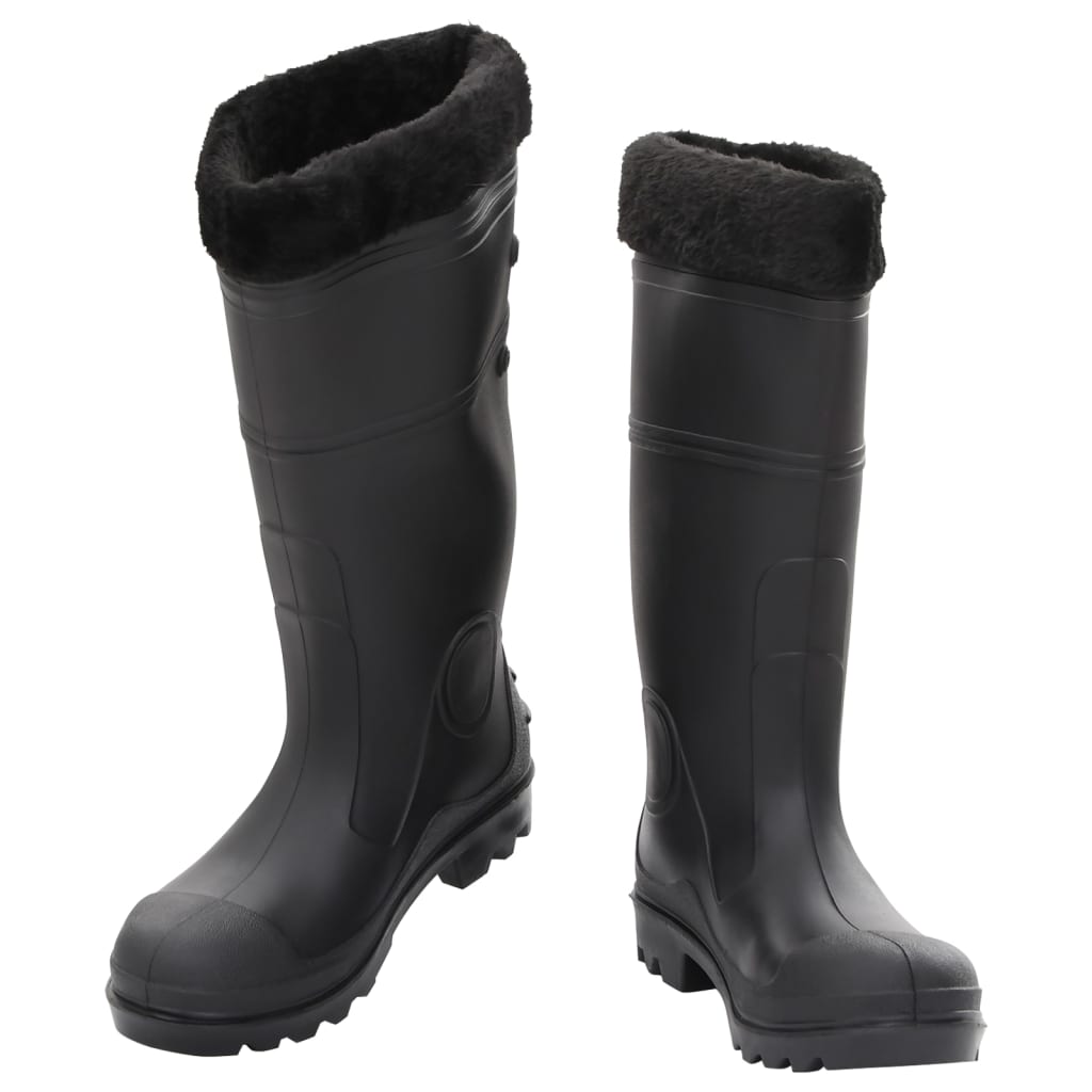 vidaXL Cizme de ploaie cu șosete detașabile, negru, mărime 40, PVC vidaXL Cizme de ploaie cu șosete detașabile, negru, mărime 40, PVC