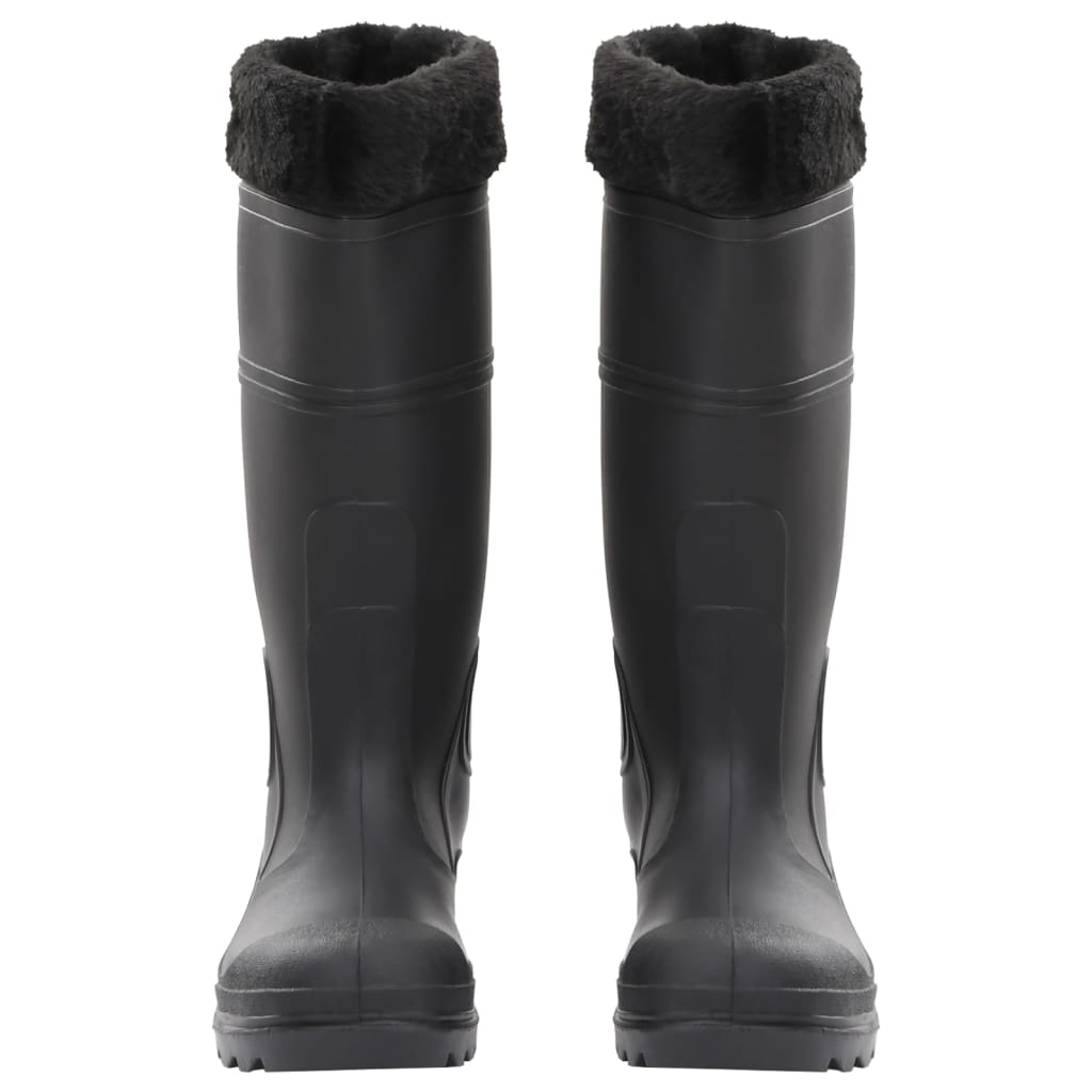 vidaXL Cizme de ploaie cu șosete detașabile, negru, mărime 40, PVC vidaXL Cizme de ploaie cu șosete detașabile, negru, mărime 40, PVC