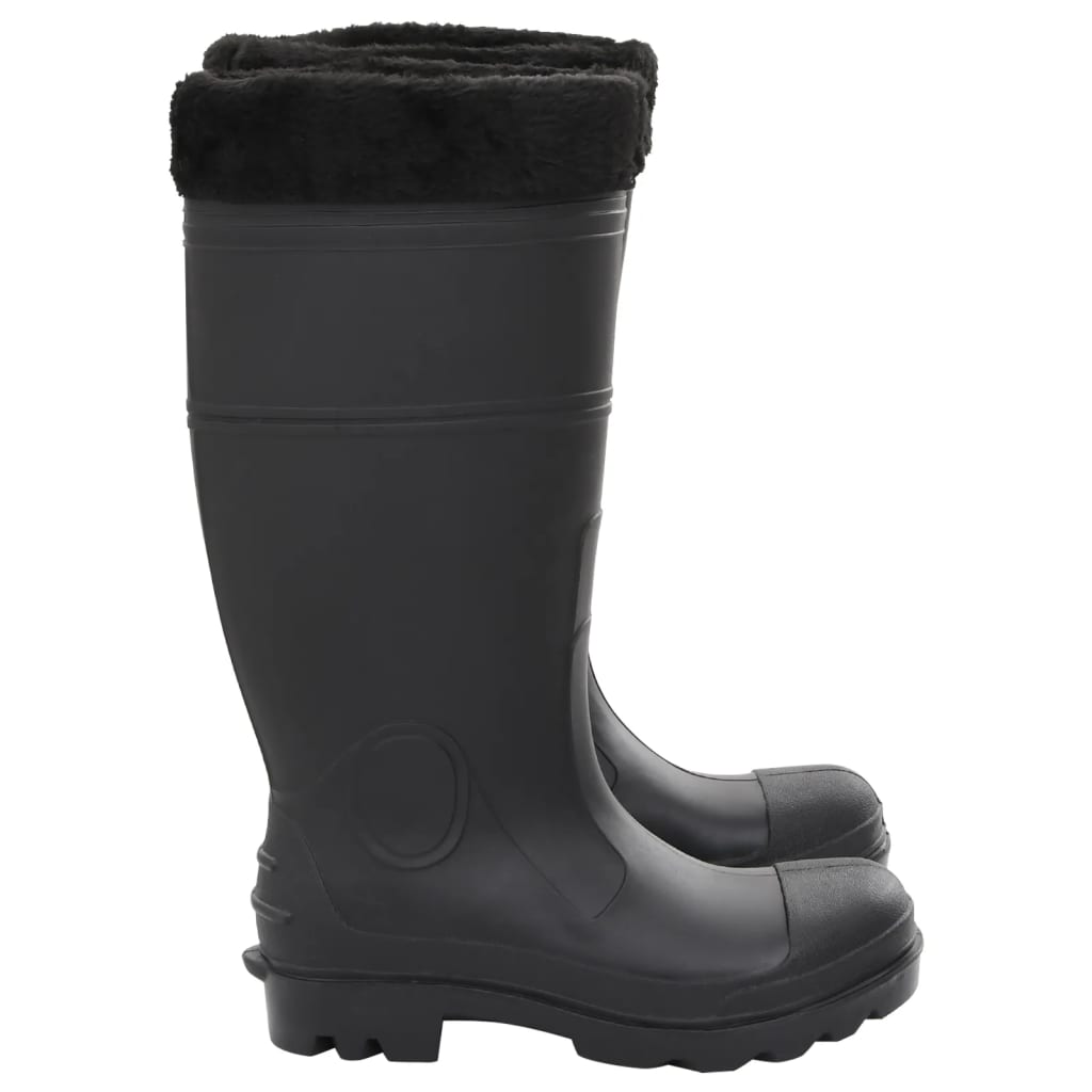 vidaXL Cizme de ploaie cu șosete detașabile, negru, mărime 40, PVC vidaXL Cizme de ploaie cu șosete detașabile, negru, mărime 40, PVC