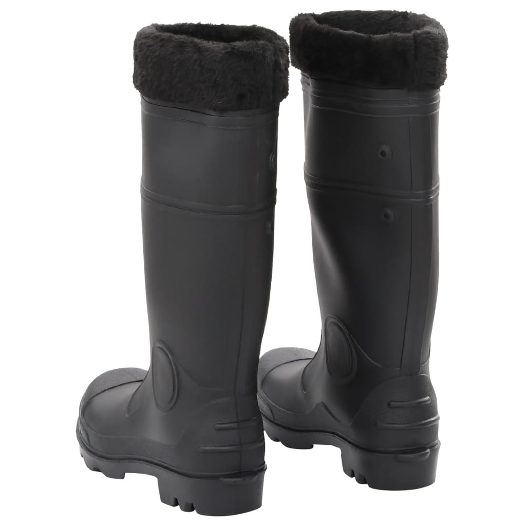 vidaXL Cizme de ploaie cu șosete detașabile, negru, mărime 40, PVC vidaXL Cizme de ploaie cu șosete detașabile, negru, mărime 40, PVC