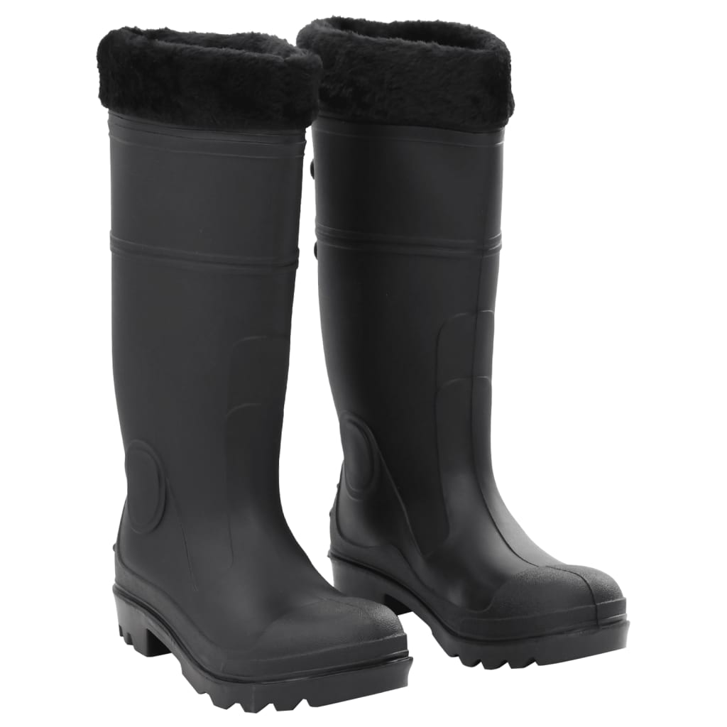 vidaXL Cizme de ploaie cu șosete detașabile, negru, mărime 40, PVC vidaXL Cizme de ploaie cu șosete detașabile, negru, mărime 40, PVC