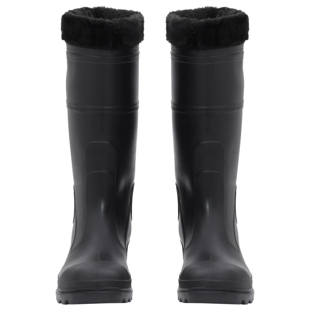 vidaXL Cizme de ploaie cu șosete detașabile, negru, mărime 41, PVC vidaXL Cizme de ploaie cu șosete detașabile, negru, mărime 41, PVC