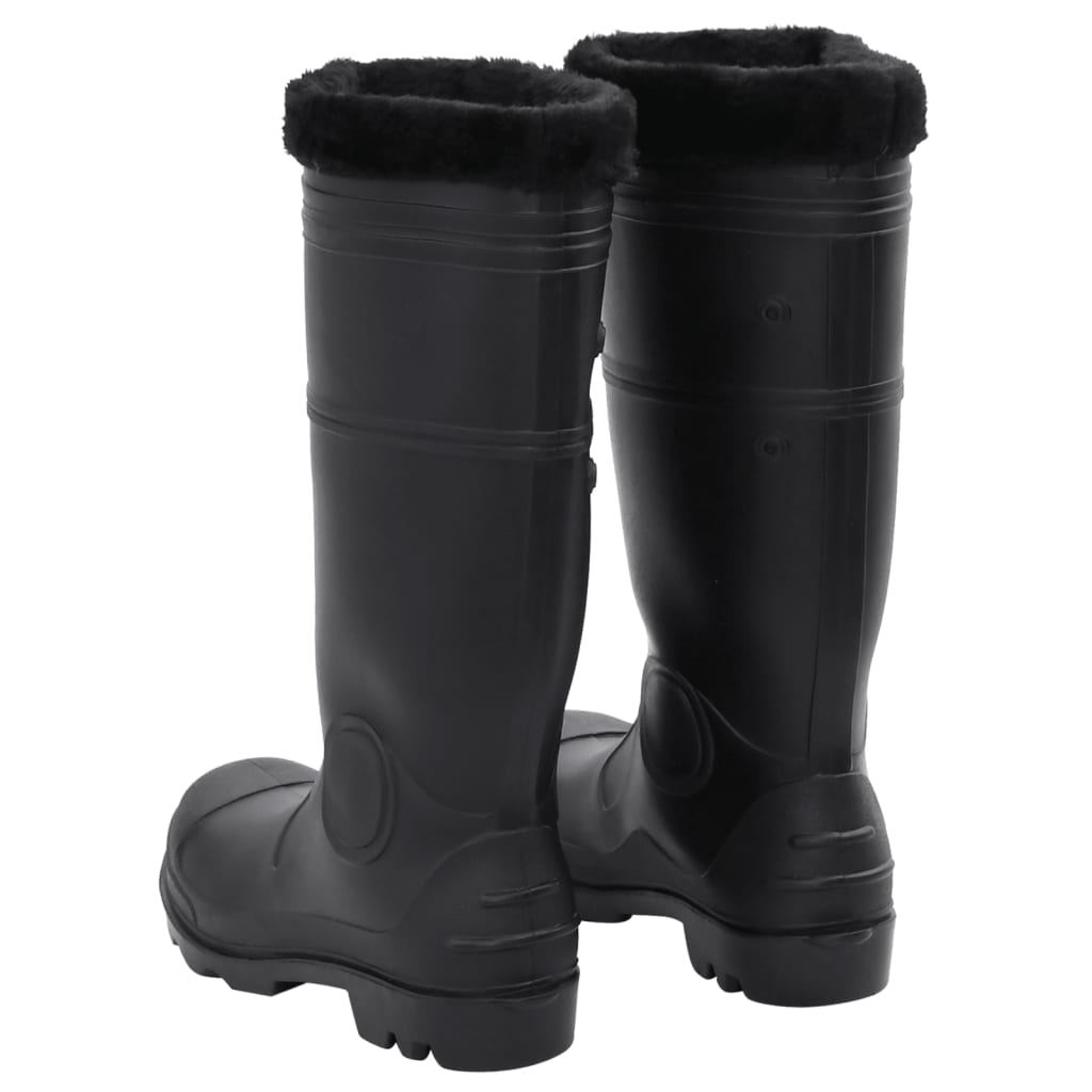 vidaXL Cizme de ploaie cu șosete detașabile, negru, mărime 41, PVC vidaXL Cizme de ploaie cu șosete detașabile, negru, mărime 41, PVC