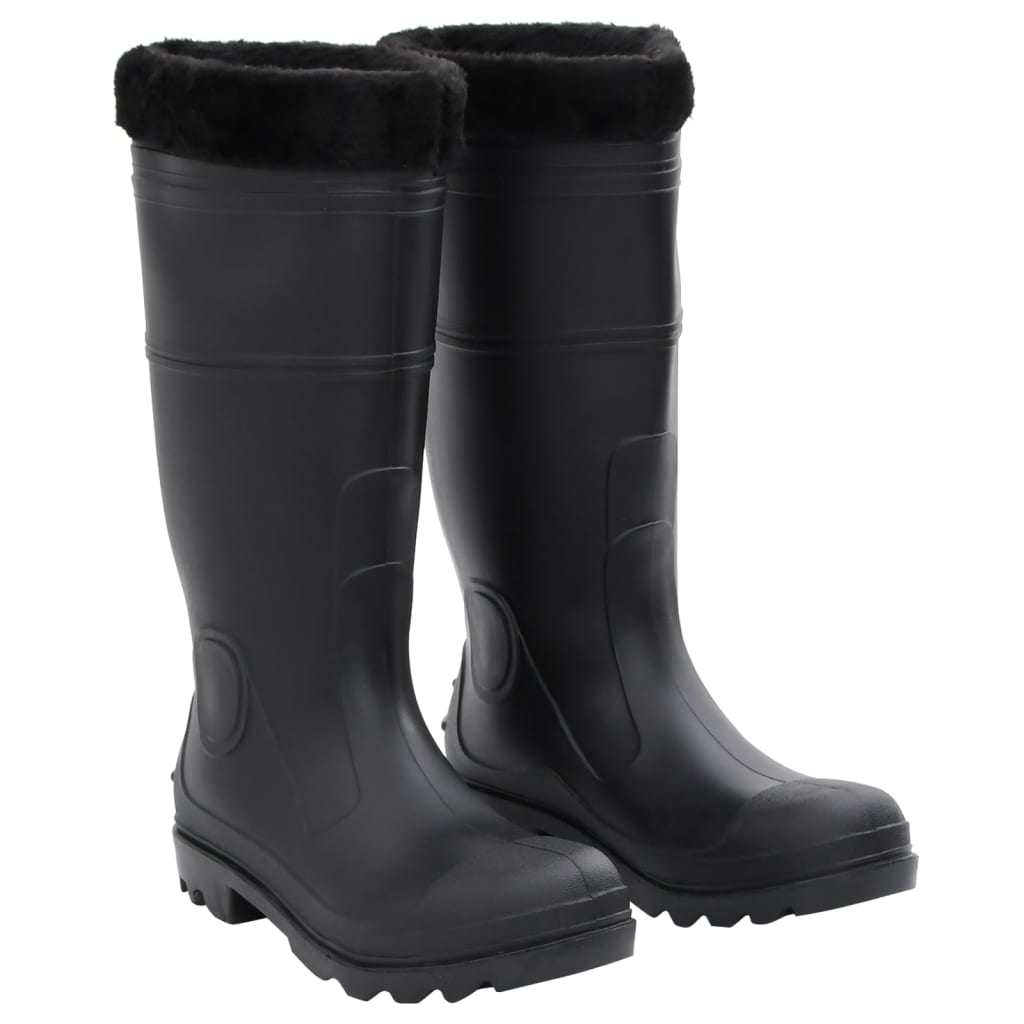 vidaXL Cizme de ploaie cu șosete detașabile, negru, mărime 41, PVC vidaXL Cizme de ploaie cu șosete detașabile, negru, mărime 41, PVC
