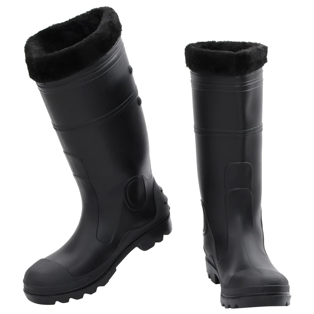 vidaXL Cizme de ploaie cu șosete detașabile, negru, mărime 42, PVC vidaXL Cizme de ploaie cu șosete detașabile, negru, mărime 42, PVC