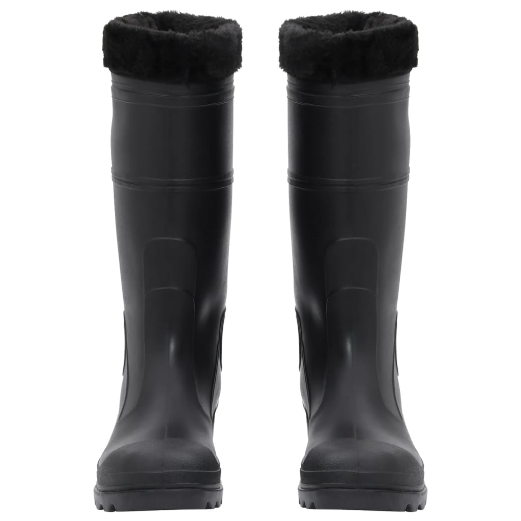 vidaXL Cizme de ploaie cu șosete detașabile, negru, mărime 42, PVC vidaXL Cizme de ploaie cu șosete detașabile, negru, mărime 42, PVC