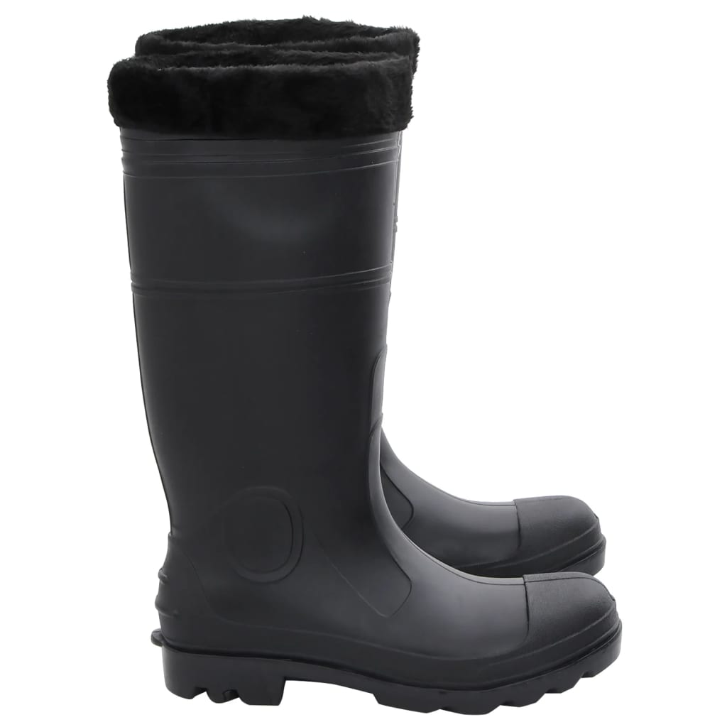 vidaXL Cizme de ploaie cu șosete detașabile, negru, mărime 42, PVC vidaXL Cizme de ploaie cu șosete detașabile, negru, mărime 42, PVC