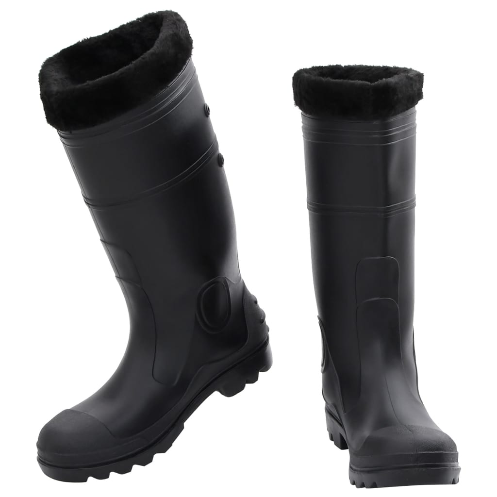 vidaXL Cizme de ploaie cu șosete detașabile, negru, mărime 43, PVC vidaXL Cizme de ploaie cu șosete detașabile, negru, mărime 43, PVC