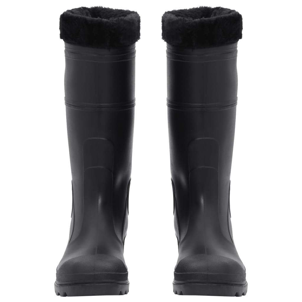 vidaXL Cizme de ploaie cu șosete detașabile, negru, mărime 43, PVC vidaXL Cizme de ploaie cu șosete detașabile, negru, mărime 43, PVC