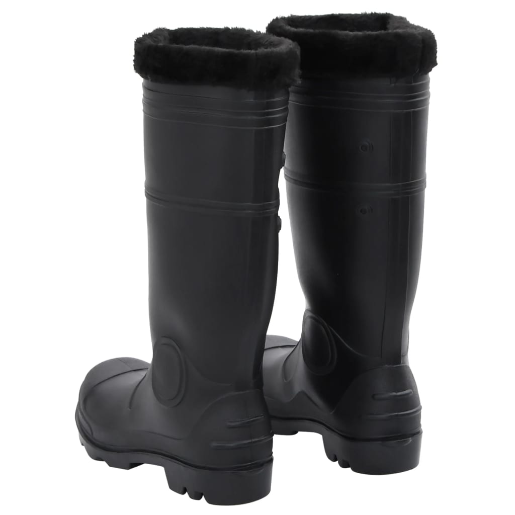 vidaXL Cizme de ploaie cu șosete detașabile, negru, mărime 43, PVC vidaXL Cizme de ploaie cu șosete detașabile, negru, mărime 43, PVC