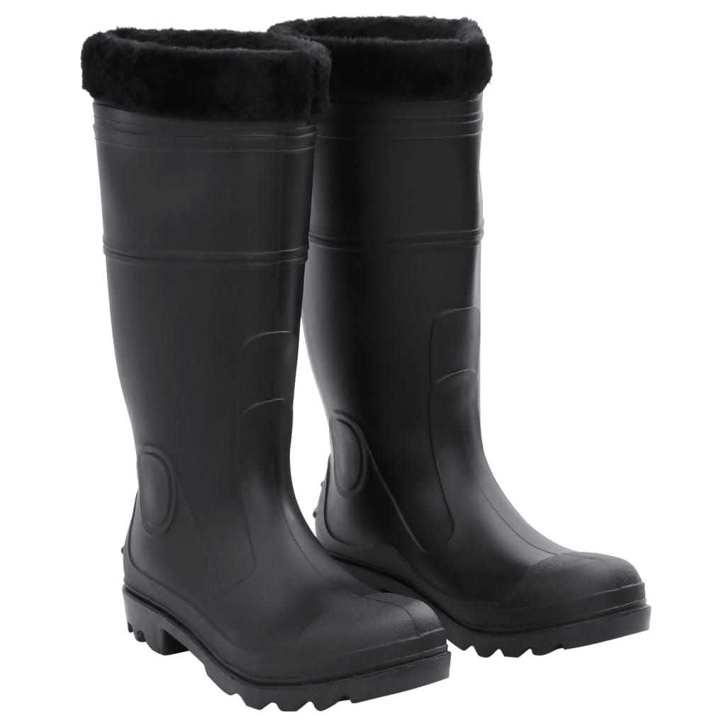 vidaXL Cizme de ploaie cu șosete detașabile, negru, mărime 43, PVC vidaXL Cizme de ploaie cu șosete detașabile, negru, mărime 43, PVC