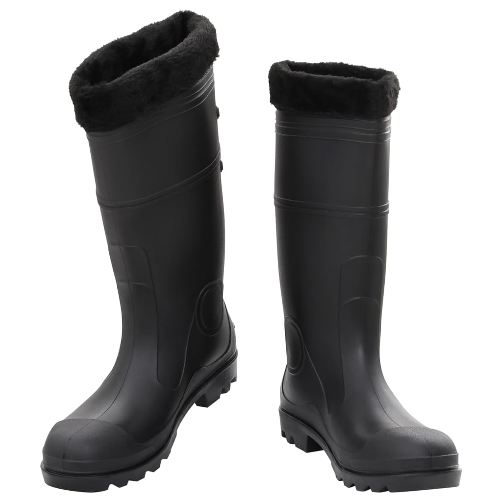 vidaXL Cizme de ploaie cu șosete detașabile, negru, mărime 44, PVC vidaXL Cizme de ploaie cu șosete detașabile, negru, mărime 44, PVC
