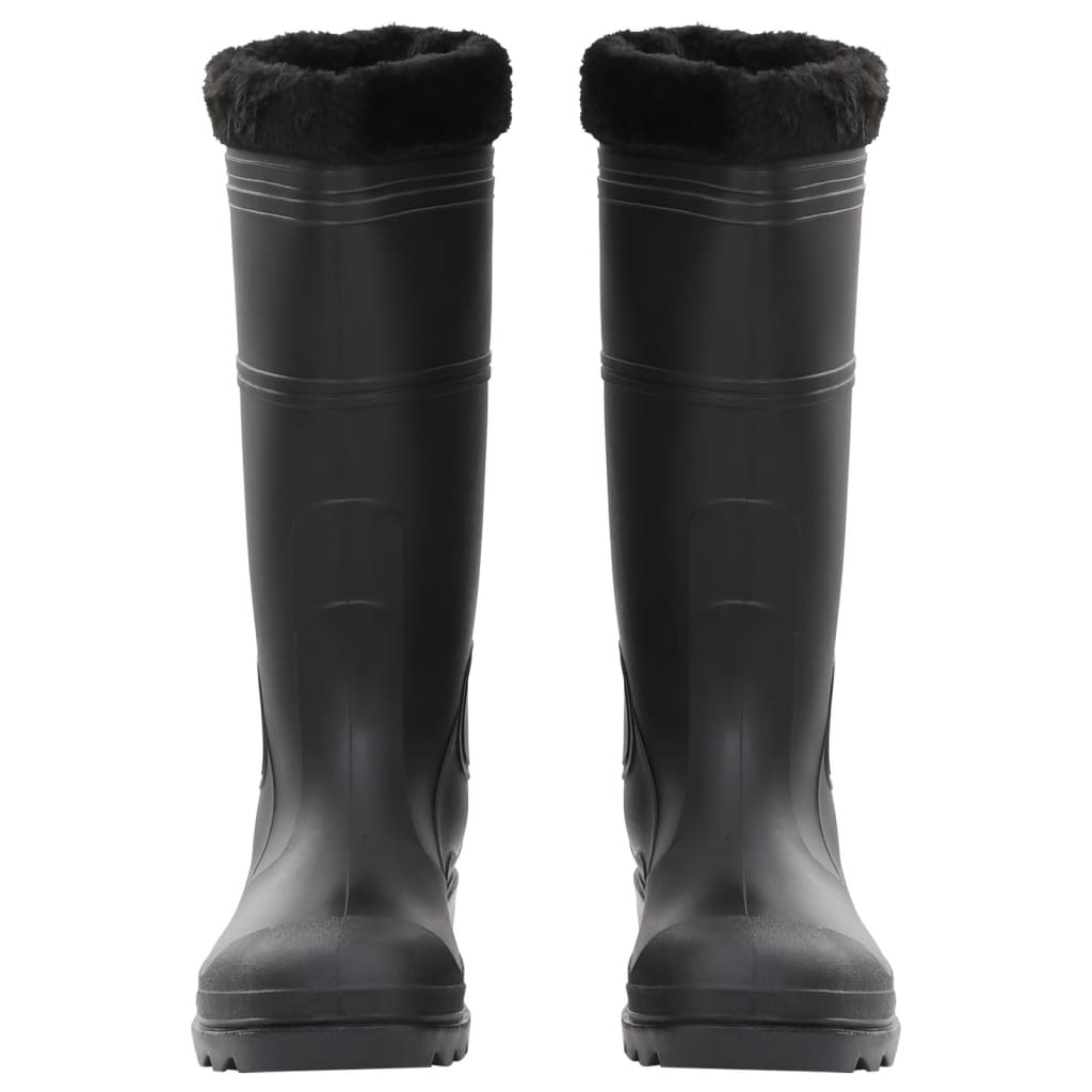 vidaXL Cizme de ploaie cu șosete detașabile, negru, mărime 44, PVC vidaXL Cizme de ploaie cu șosete detașabile, negru, mărime 44, PVC