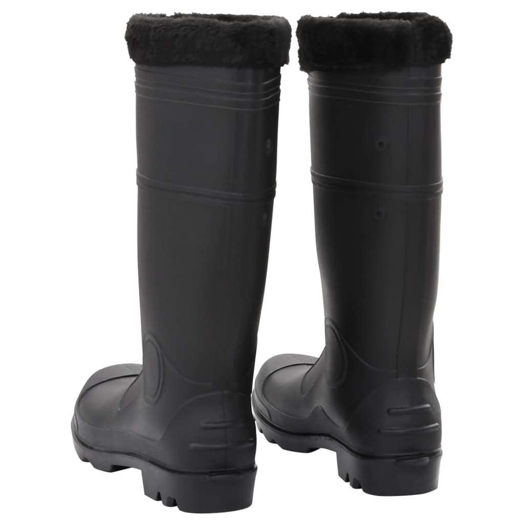 vidaXL Cizme de ploaie cu șosete detașabile, negru, mărime 44, PVC vidaXL Cizme de ploaie cu șosete detașabile, negru, mărime 44, PVC