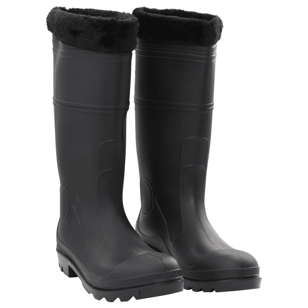 vidaXL Cizme de ploaie cu șosete detașabile, negru, mărime 44, PVC vidaXL Cizme de ploaie cu șosete detașabile, negru, mărime 44, PVC
