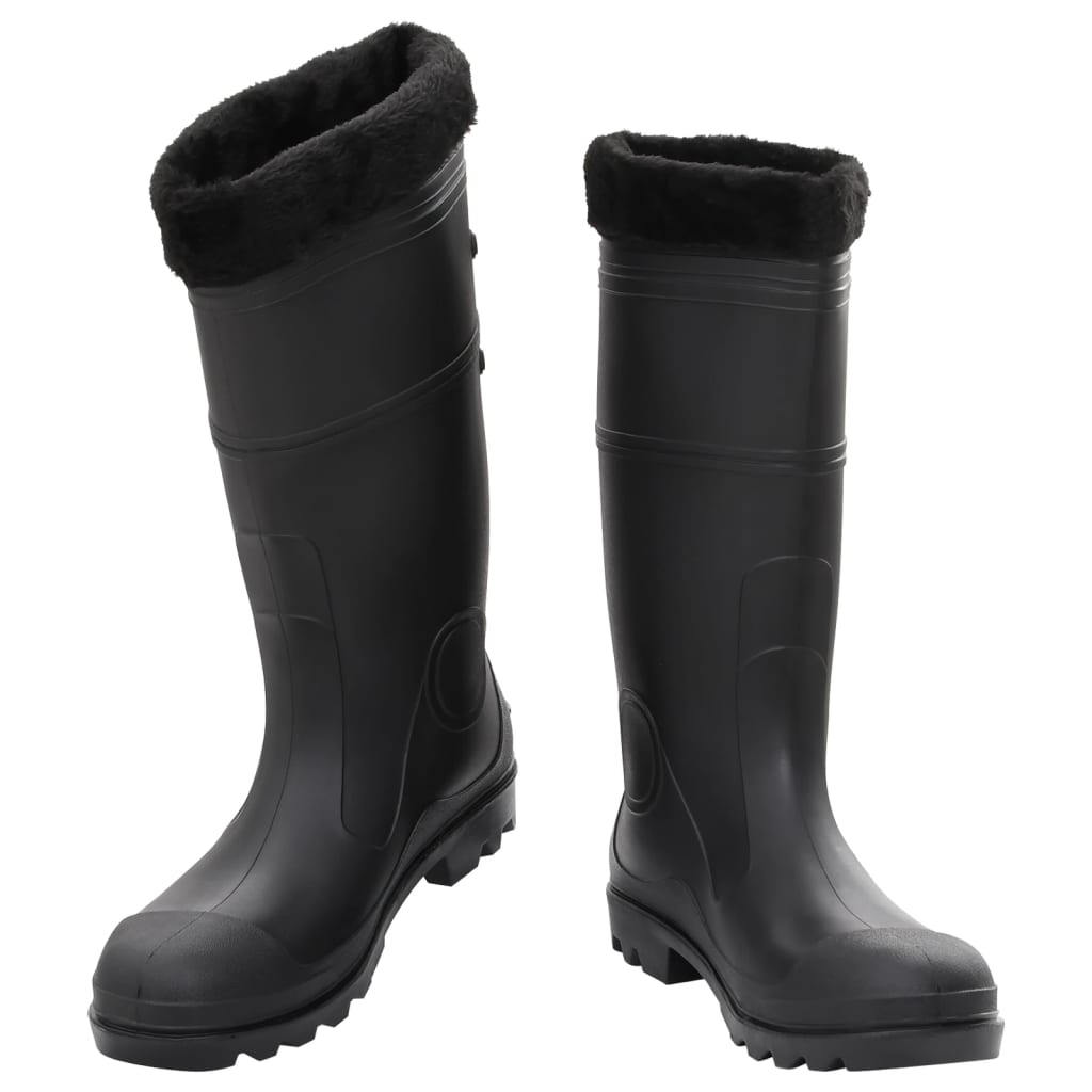 vidaXL Cizme de ploaie cu șosete detașabile, negru, mărime 45, PVC vidaXL Cizme de ploaie cu șosete detașabile, negru, mărime 45, PVC