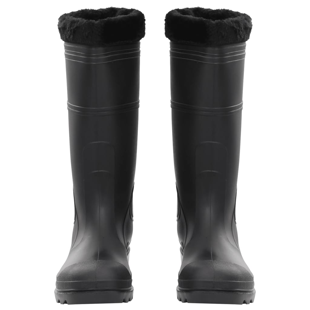 vidaXL Cizme de ploaie cu șosete detașabile, negru, mărime 45, PVC vidaXL Cizme de ploaie cu șosete detașabile, negru, mărime 45, PVC