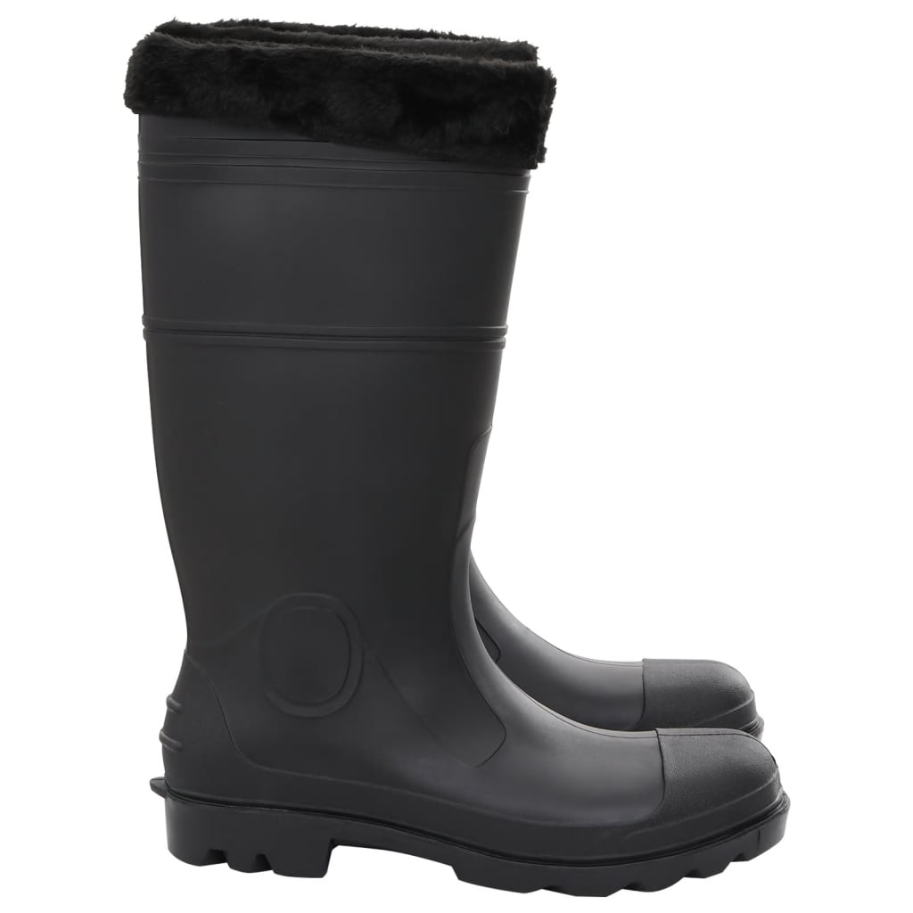 vidaXL Cizme de ploaie cu șosete detașabile, negru, mărime 45, PVC vidaXL Cizme de ploaie cu șosete detașabile, negru, mărime 45, PVC