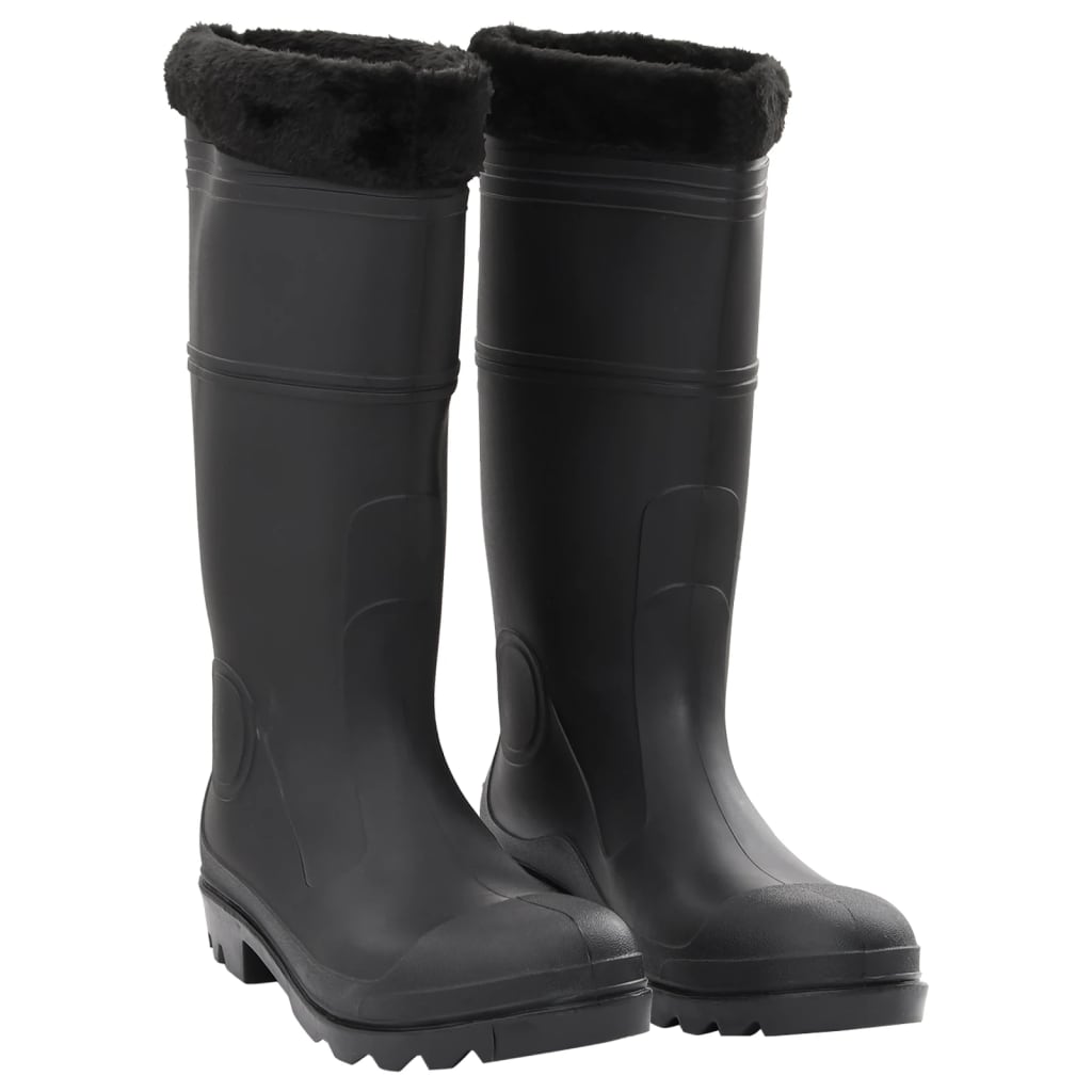 vidaXL Cizme de ploaie cu șosete detașabile, negru, mărime 45, PVC vidaXL Cizme de ploaie cu șosete detașabile, negru, mărime 45, PVC