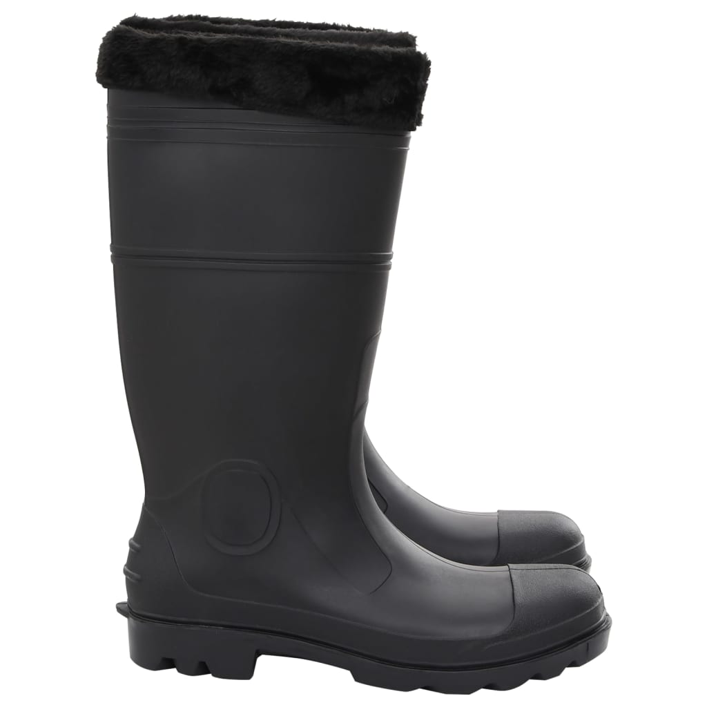 vidaXL Cizme de ploaie cu șosete detașabile, negru, mărime 46, PVC vidaXL Cizme de ploaie cu șosete detașabile, negru, mărime 46, PVC