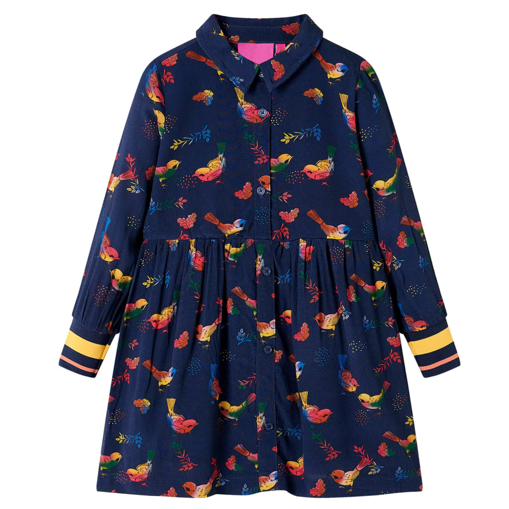 Rochie pentru copii cu mâneci lungi, bleumarin, 104