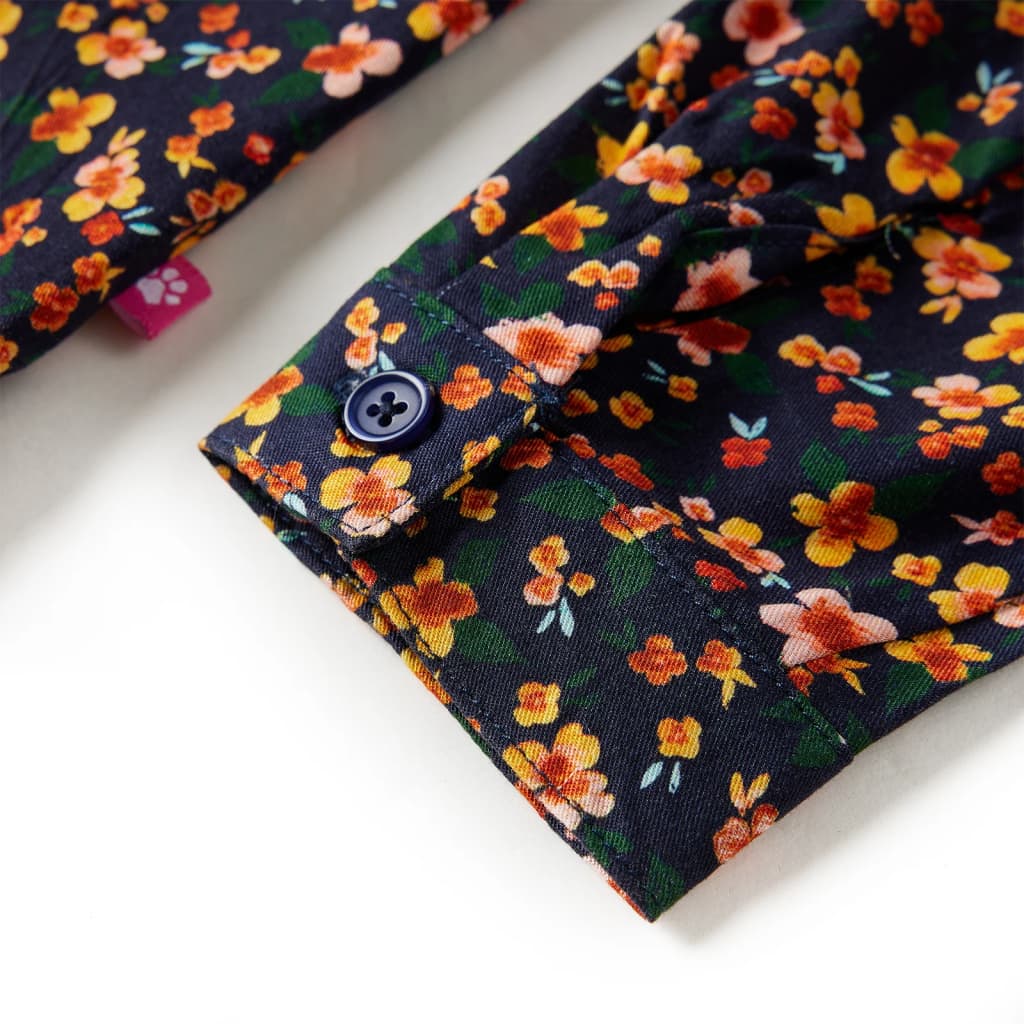 Cămașă pentru copii cu guler tip bandă, bleumarin 128