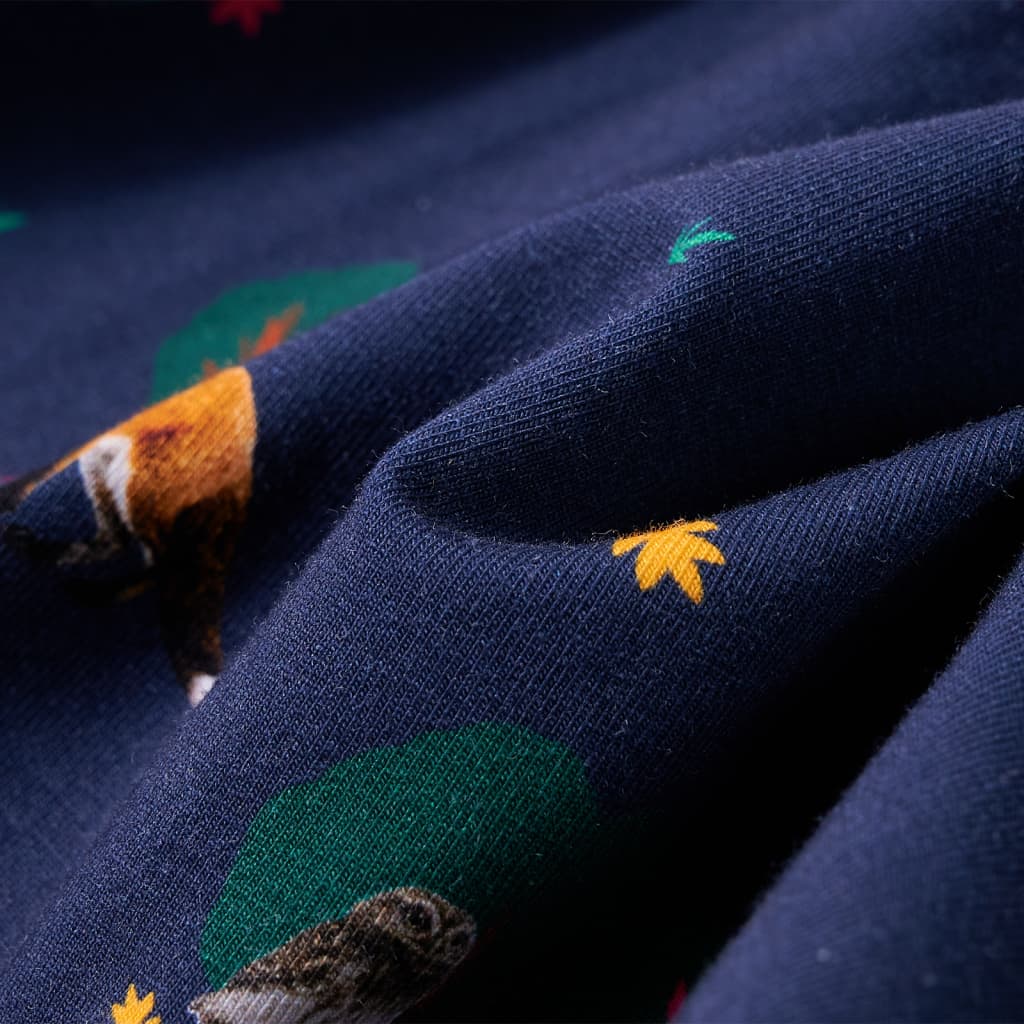 Rochie de copii cu mâneci lungi și șnur bleumarin 92