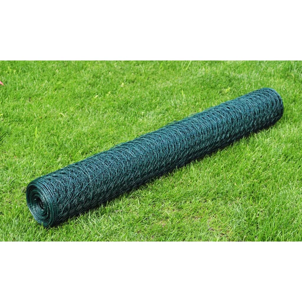 vidaXL Gard de plasă, verde închis, 1 x 25 m, oțel, hexagon vidaXL Gard de plasă, verde închis, 1 x 25 m, oțel, hexagon