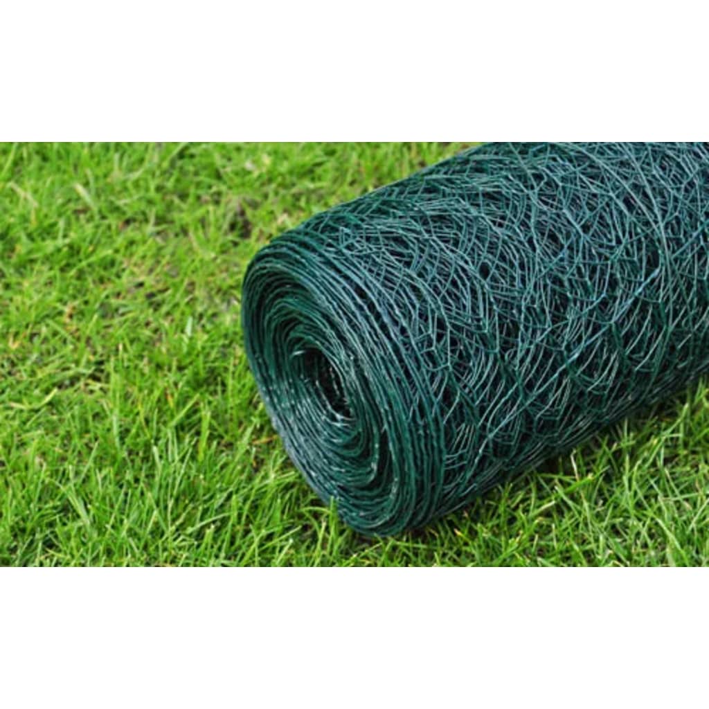 vidaXL Gard de plasă, verde închis, 1 x 25 m, oțel, hexagon vidaXL Gard de plasă, verde închis, 1 x 25 m, oțel, hexagon