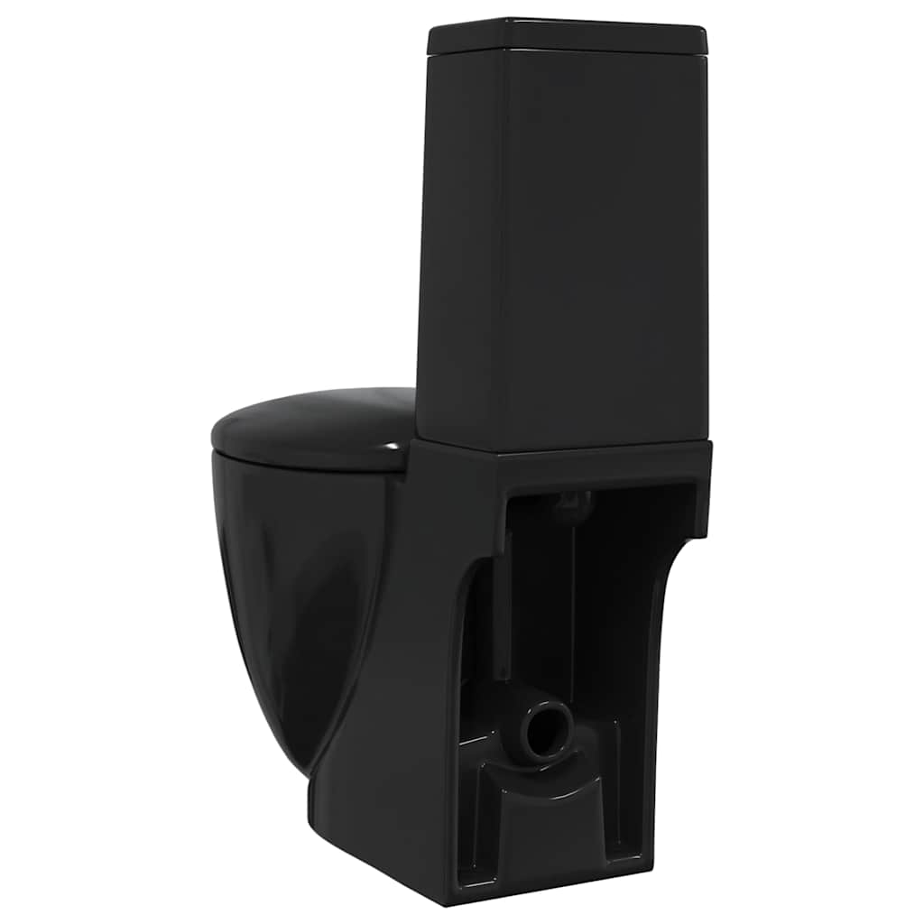 vidaXL Toaletă, negru, ceramică, flux de apă în spate vidaXL Toaletă, negru, ceramică, flux de apă în spate