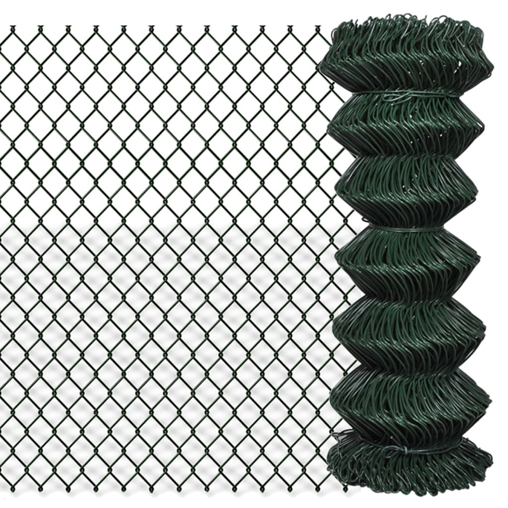 vidaXL Gard de legătură din plasă, verde, 1 x 15 m, oțel vidaXL Gard de legătură din plasă, verde, 1 x 15 m, oțel