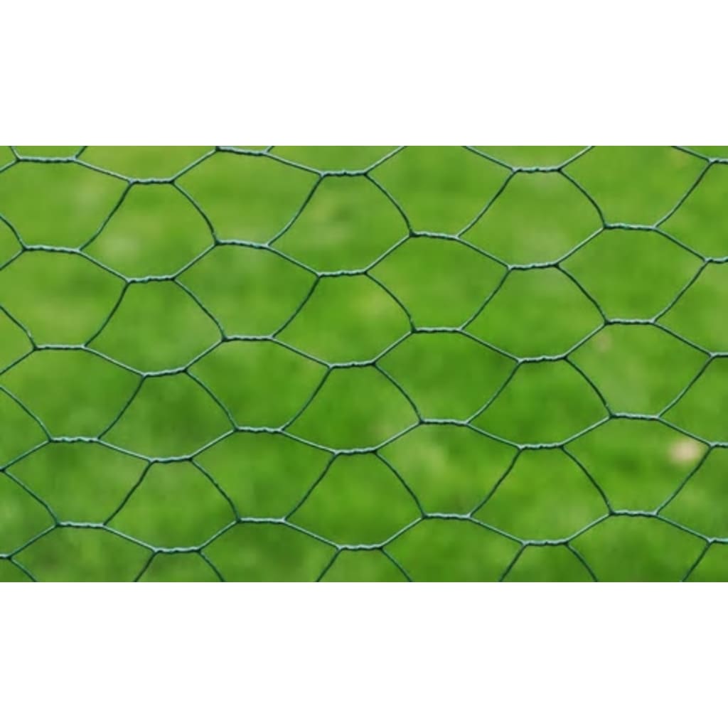 vidaXL Plasă de sârmă găini, verde, 25 x 0,5 m, cu înveliș PVC