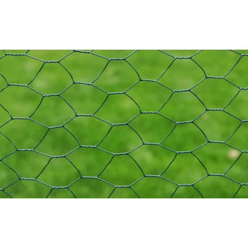 vidaXL Plasă de sârmă găini, verde, 25x1 m, cu acoperire PVC