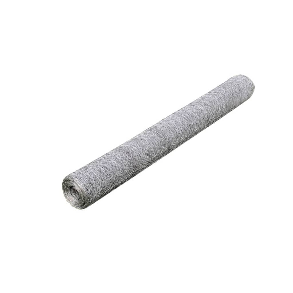 vidaXL Plasă de sârmă găini, argintiu, 25 x 0,5 m, oțel galvanizat