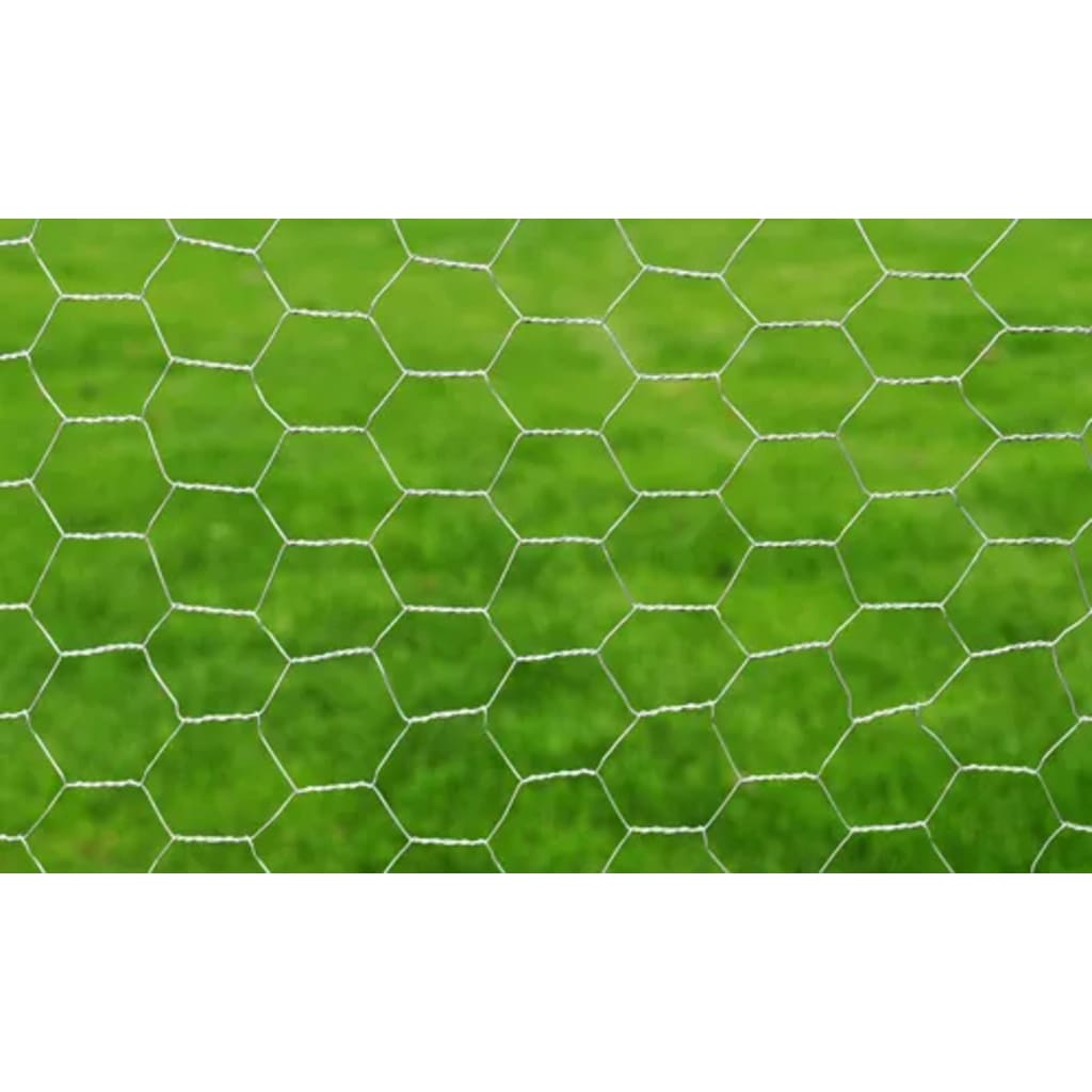 vidaXL Plasă de sârmă găini, argintiu, 25 x 0,5 m, oțel galvanizat
