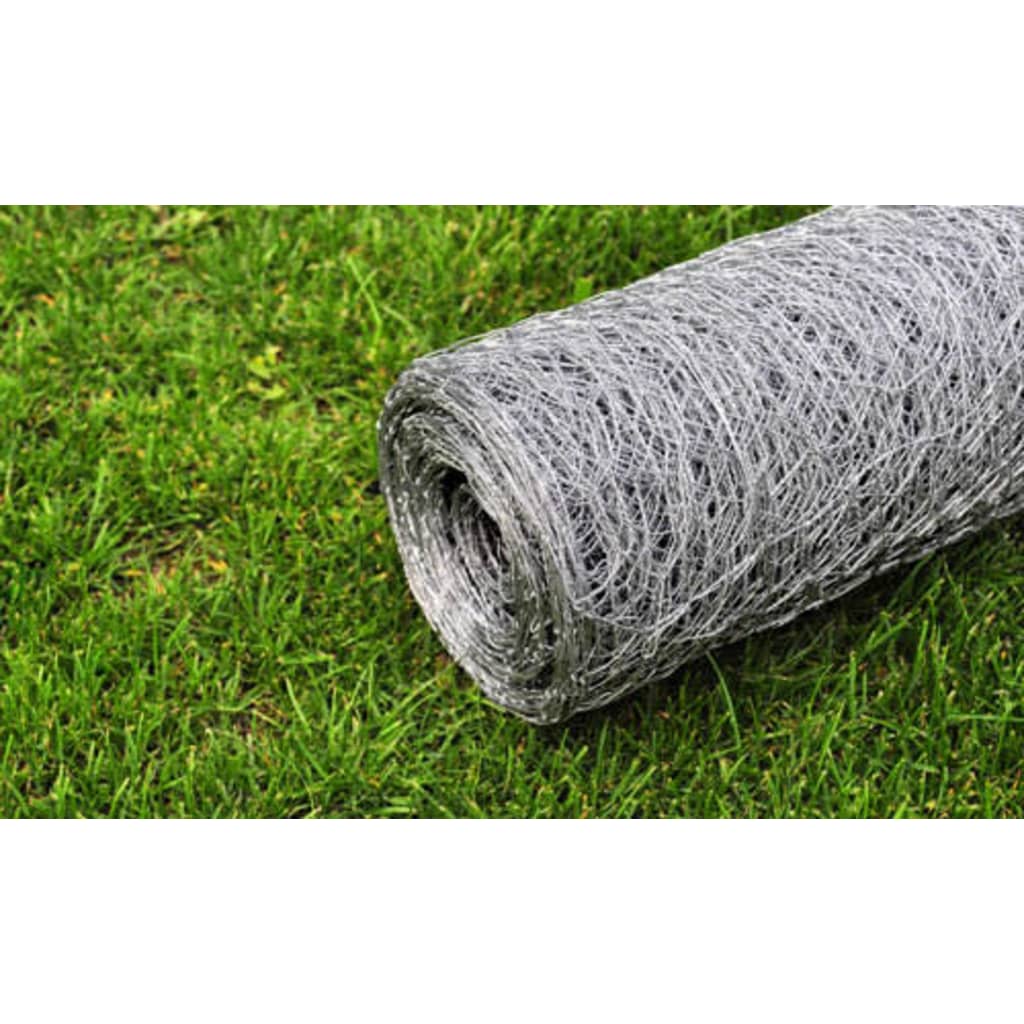 vidaXL Plasă de sârmă găini, argintiu, 25 x 0,5 m, oțel galvanizat