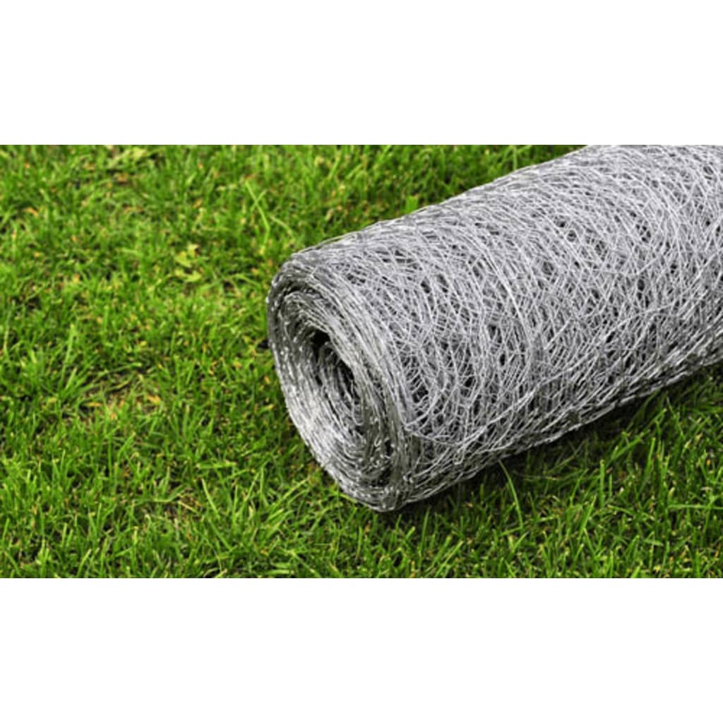 vidaXL Plasă de sârmă găini, argintiu, 25 x 0,75 m, oțel galvanizat