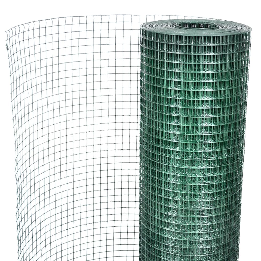 vidaXL Plasă de sârmă găini, verde, 10 x 1 m, oțel galvanizat cu PVC