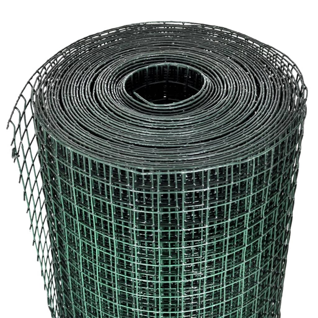 vidaXL Plasă de sârmă găini, verde, 10 x 1 m, oțel galvanizat cu PVC